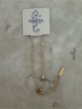 New Oshena 18k Dipped Gold Delicate Star Link Necklace